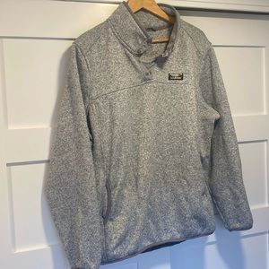 LL Bean (3XL) light heather gray fleece pullover.